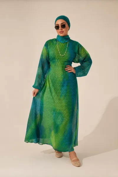 TJH Ombre Beach Dress with Head Scarf